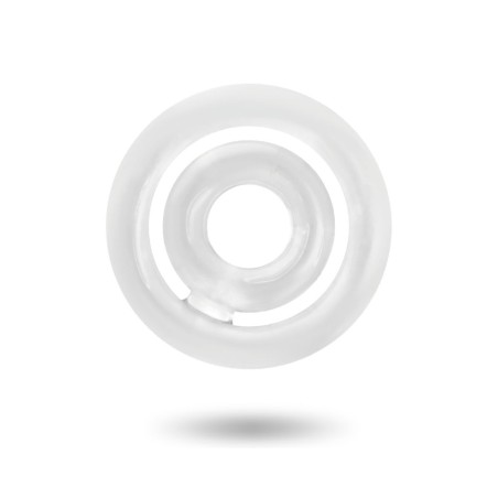 Anillo doble Potenz Clear en silicona blanca para pene y testículos de ADDICTED TOYS.