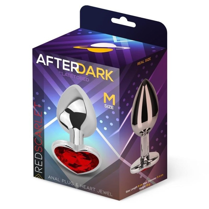 Packaging del plug anal Afterdark con joya corazón rojo.