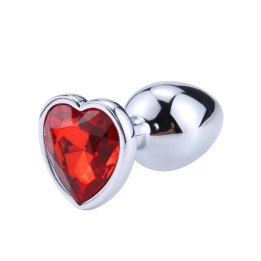 Plug anal Afterdark con joya roja en forma de corazón, talla M, elegante y seguro.
