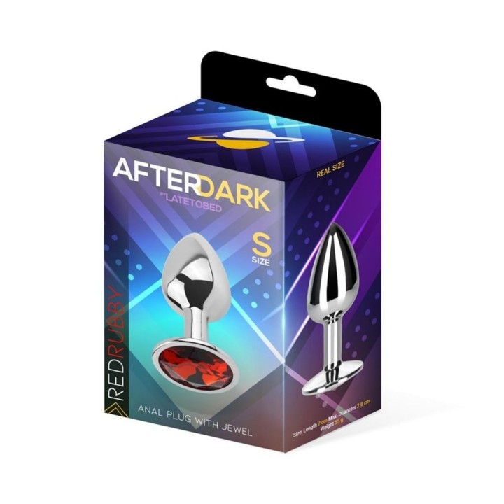 Packaging del plug anal Afterdark rojo rubí.