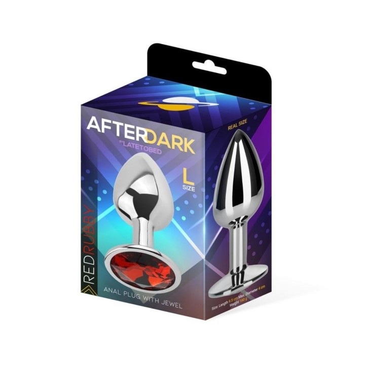 Packaging Plug anal con joya Rubí talla L Aluminio