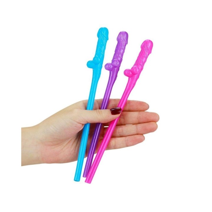 Pajitas con pene en varios colores de Lovetoy, ideales para tus fiestas