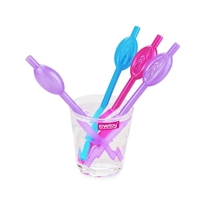 Pajitas con vagina en varios colores de Lovetoy, ideales para tus fiestas