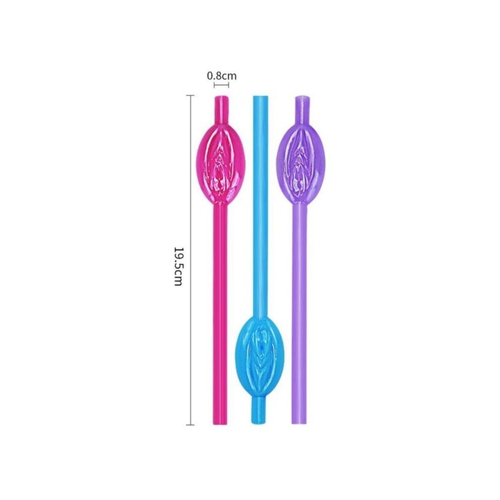 Pajitas con vagina en varios colores de Lovetoy, ideales para tus fiestas