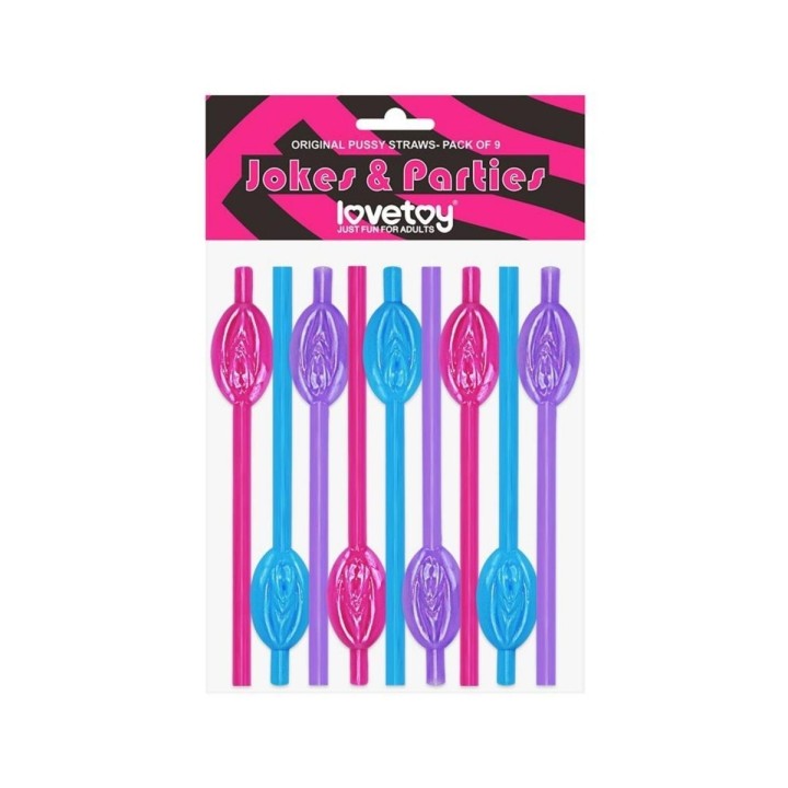 Pajitas con vagina en varios colores de Lovetoy, ideales para tus fiestas