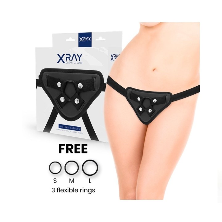 Arnés Xray ajustable a diferentes dildoss, con 3 anillas de ajuste.