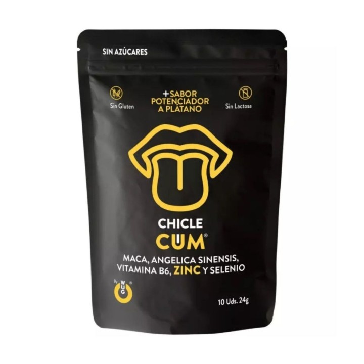 Packaging 10 pastillas chicles sabor Plátano natural Wug Gum Semen - Espermatozoides
