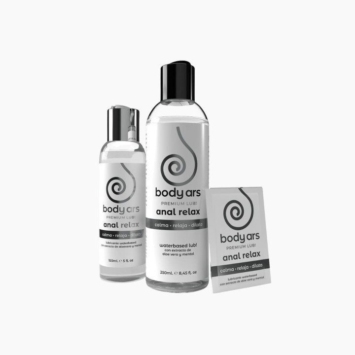 Diferentes formatos del Gel Lubricante Anal Relax de Body Ars