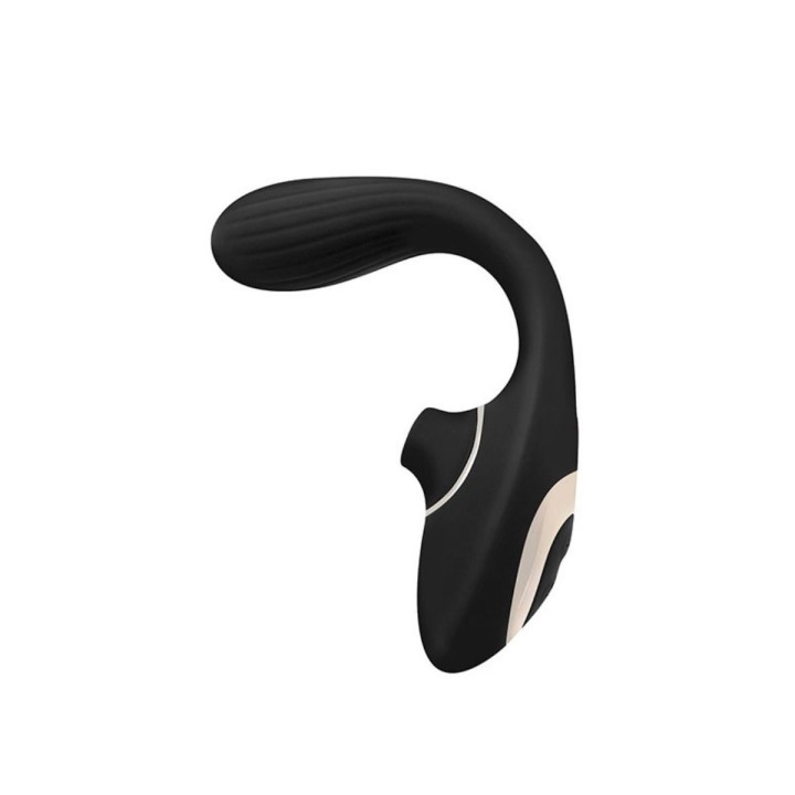 Vista de la flexibilidad del Dual Suction negro de Spleasures Premium Line, torbellino de succión y penetración.