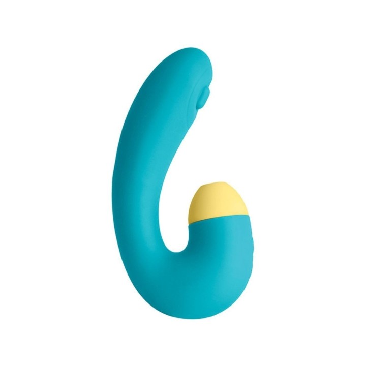 Vista de perfil del Dual Blizzard turquesa y amarillo, colores divertidos y juveniles.