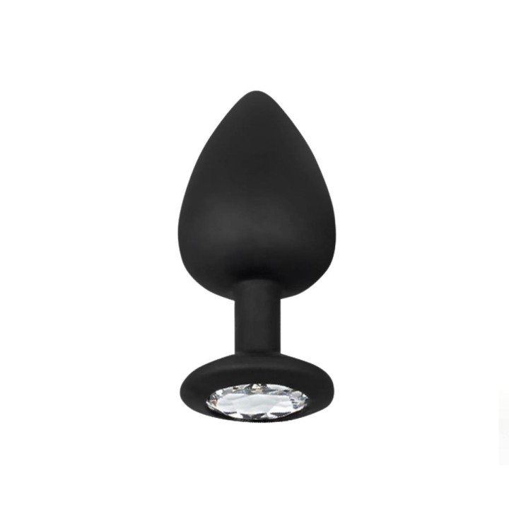Plug anal Afterdark talla M de silicona negra con joya brillante en su acabado
