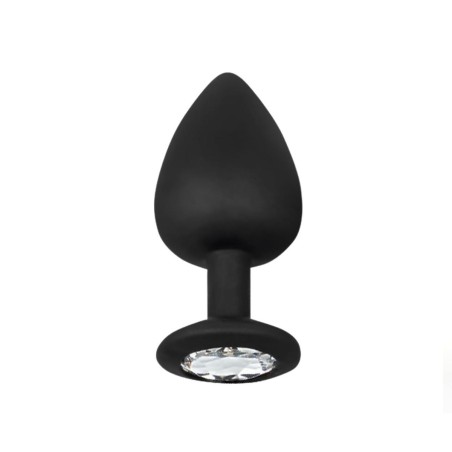 Plug anal Afterdark talla L de silicona negra con joya brillante en su acabado