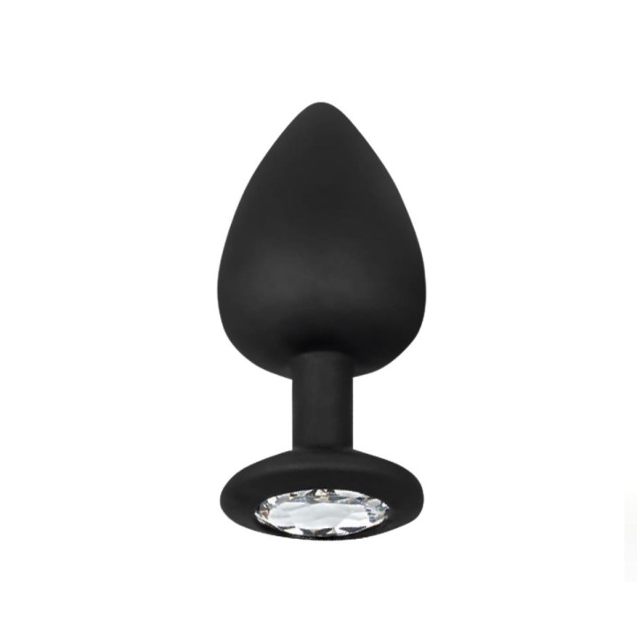 Plug anal Afterdark talla L de silicona negra con joya brillante en su acabado