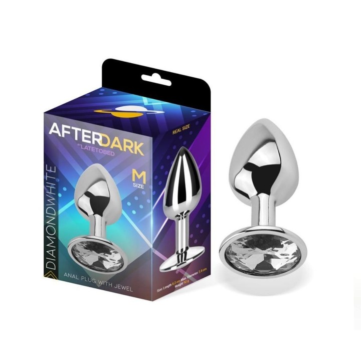 Packaging y Plug anal joya Diamante de Aluminio en su respectiva caja marcada por la talla