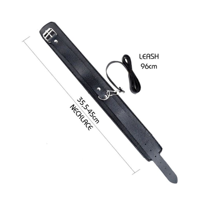 Collar con correa de cuero vegano