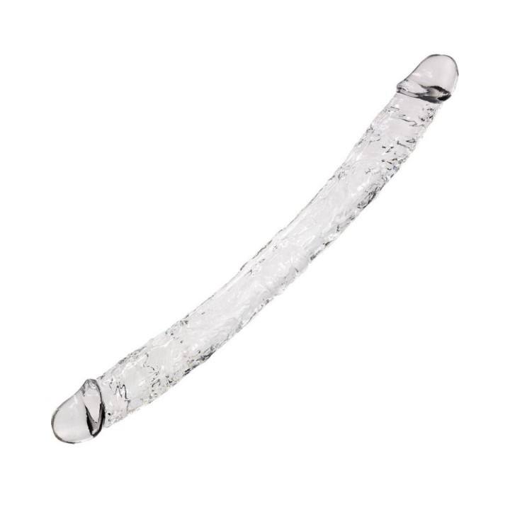 Supreme dildo realístico de dos cabezas con 38,5 cm y transparente