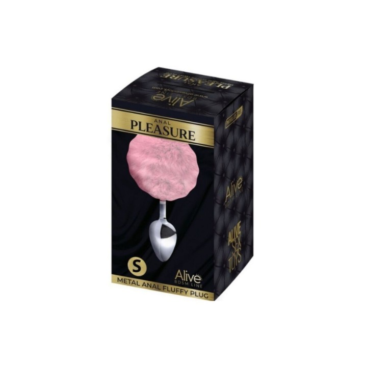 Packaging del Plug anal de Metal con pompón rosa talla S de Alive