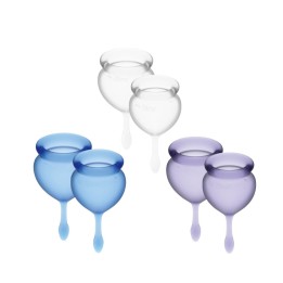 Copas Feel Good de Satisfyer, pack de dos copas universal de 15 y 20 ml. Colores disponibles en Candelea