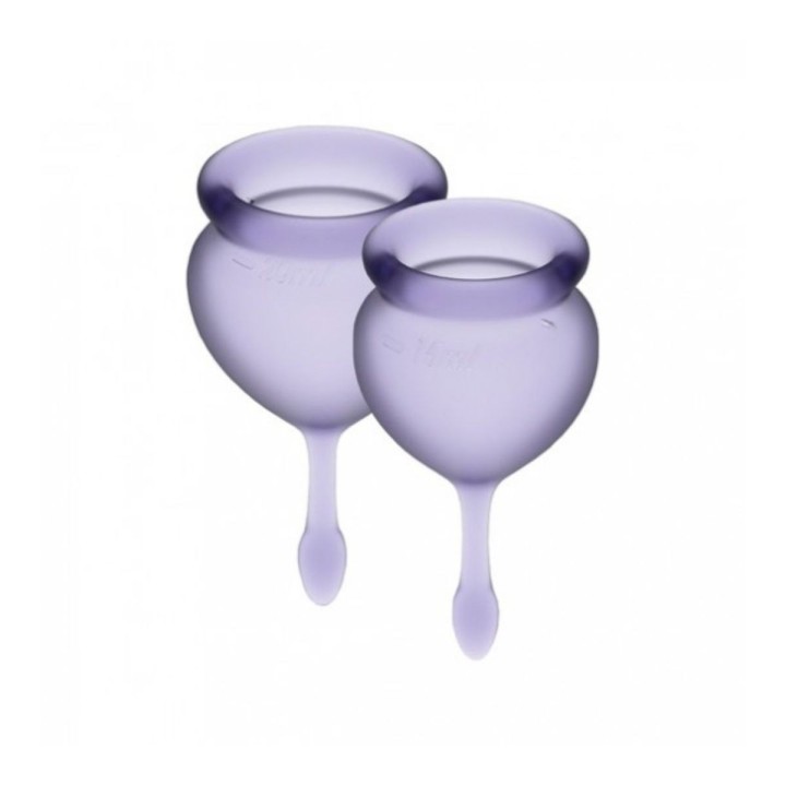 Copas Feel Good de Satisfyer, pack de dos copas universal de 15 y 20 ml, en color violeta.