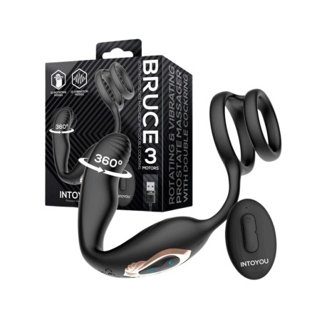 Plug anal con anillo doble Bruce, para la próstata con giro 360º de Intoyou