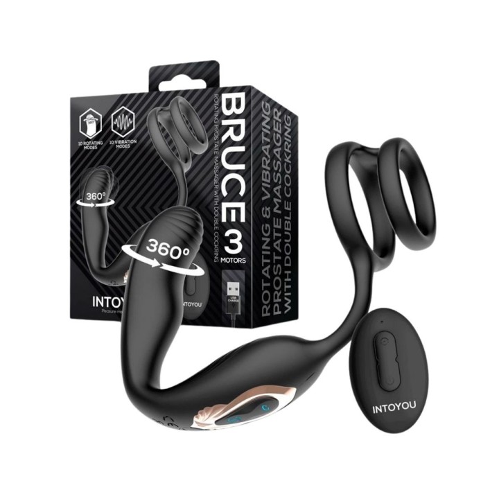 Plug anal con anillo doble Bruce, para la próstata con giro 360º de Intoyou