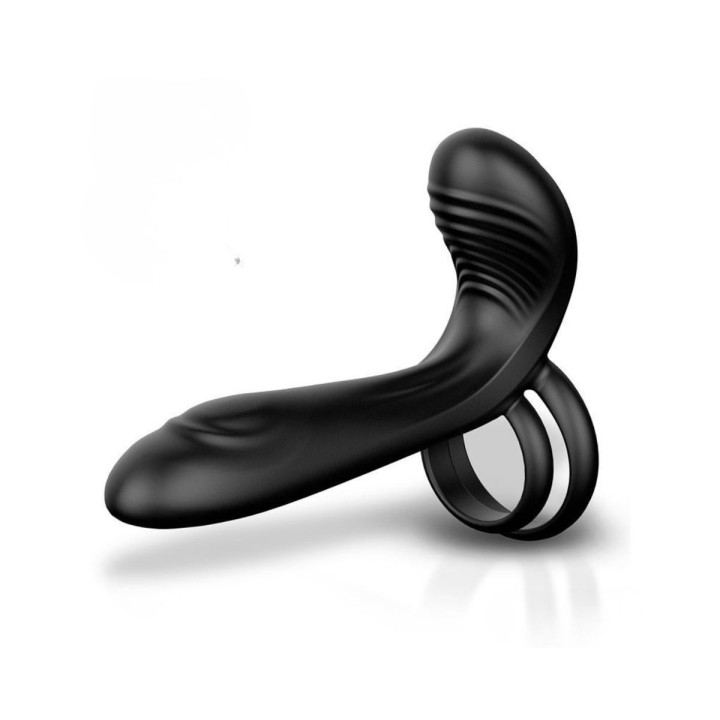 Vista frontal de la plenitud de Synkox, lineas curvas y suaves para estimulación interna y externa.