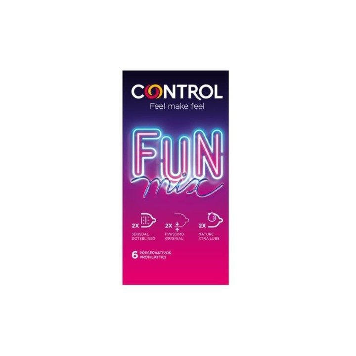 Frontal de la caja de los preservativos Fun Mix de 6 unidades de Control