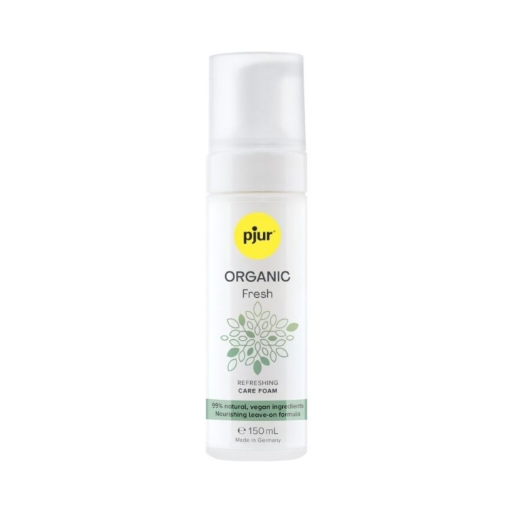 Pjur Organic Fresh 150 ml  Espuma refrescante vegana -- Vista. frontal del envase