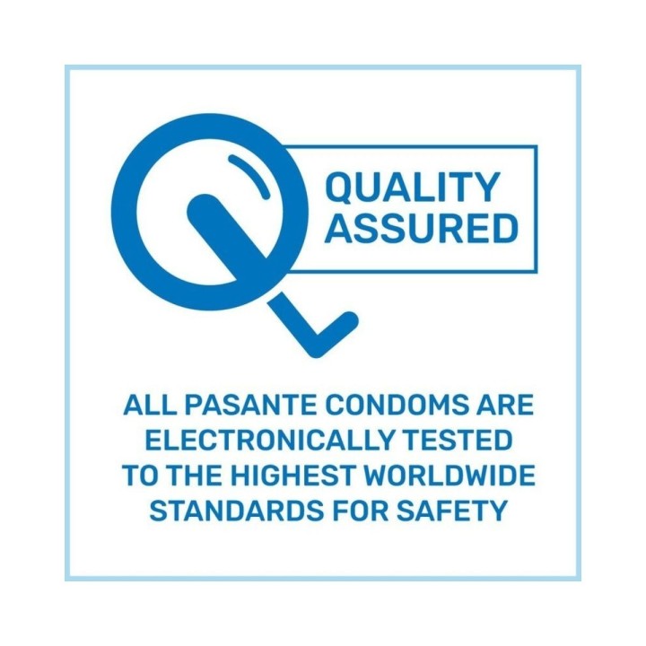 Todos los condones pasante se prueban electrónicamente según lo más altos estándares mundiales de seguridad.