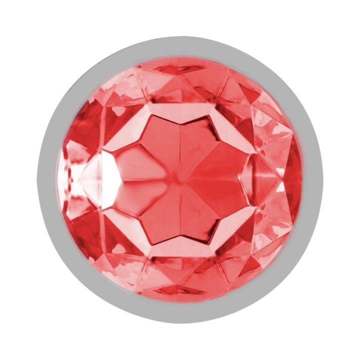 Detalle del plug anal Intense en metal con cristal rojo talla S, acabado brillante y elegante.