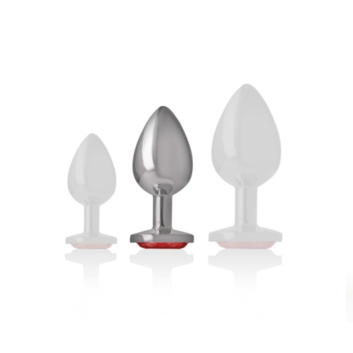 Comparativa de tamaño del plug anal Intense talla M, diseño ergonómico y elegante.