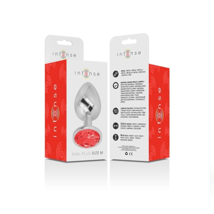 Packaging del plug anal Intense, diseño sofisticado ideal para regalo.