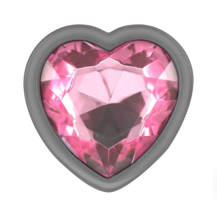Detalle del plug anal Intense con joya en forma de corazón rosa, acabado elegante y brillante.