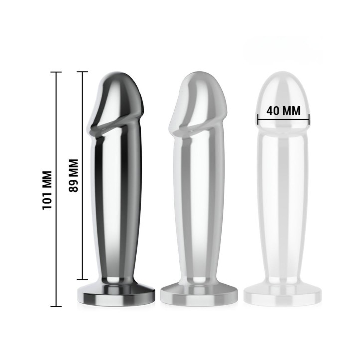 Imagen de las medidas del Plug anal con forma de dildo largo total e insertable y ancho