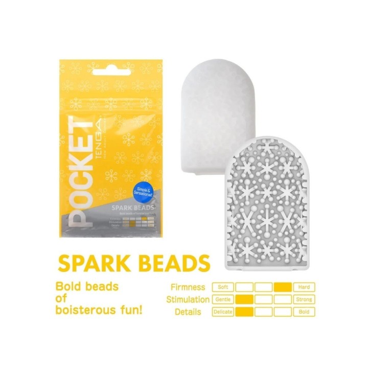 Sobre amarillo y texturas del Pocket Spark Beads de Tenga