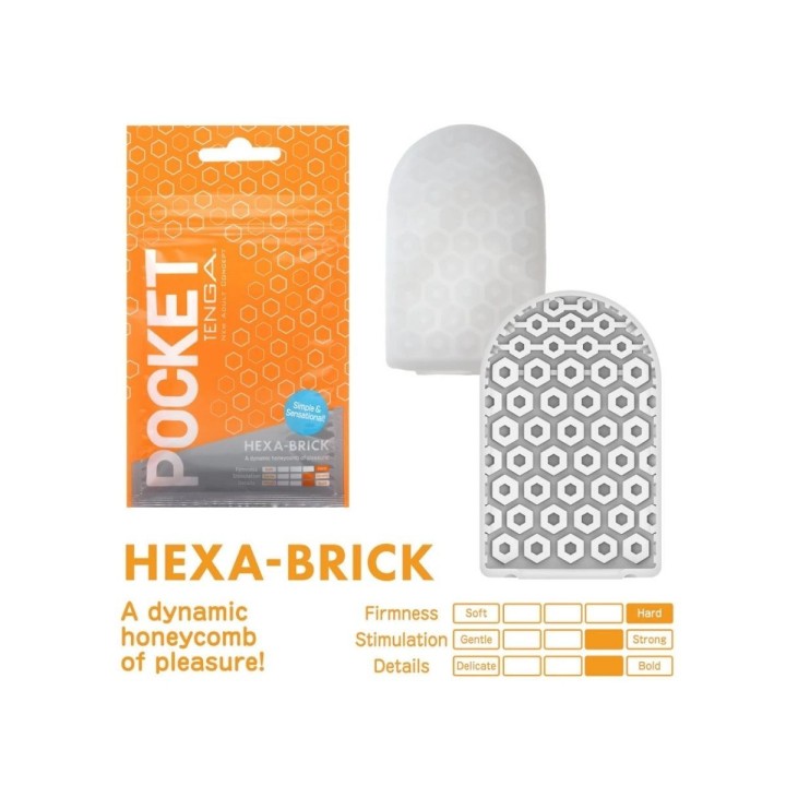 Sobre naranja y texturas del Pocket Hexa Brick de Tenga