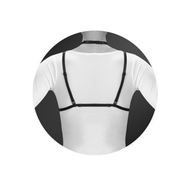 Vista del arnés Lola por su parte trasera, con espalda descubierta