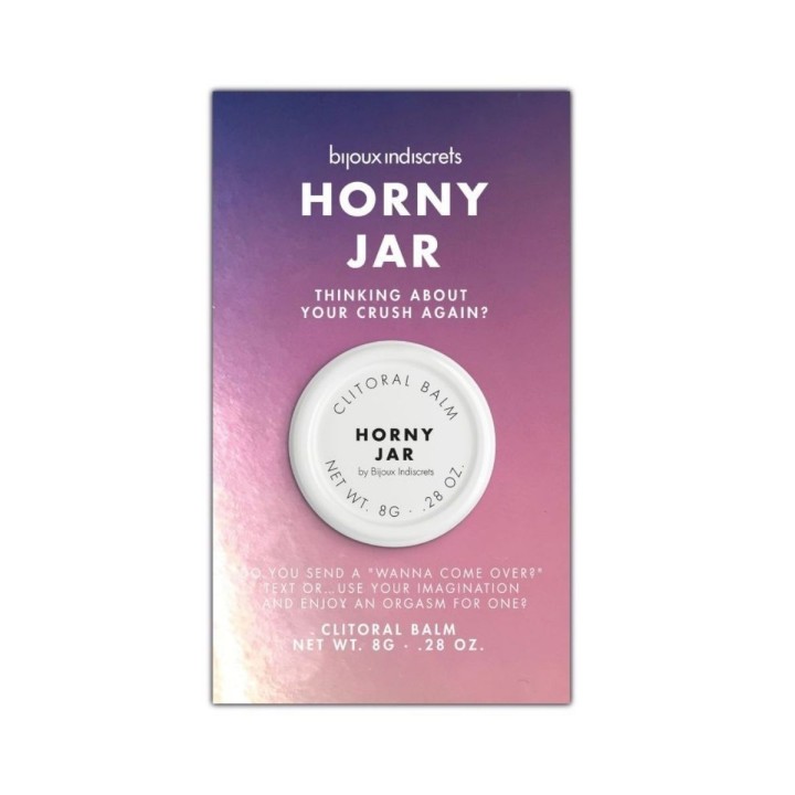 Packaging del Bálsamo Horny Jar de Bijoux Clitherapy con aroma a sándalo