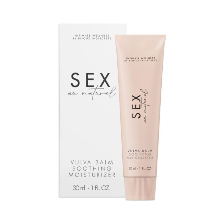 Packaging del Vulva Balm de Bijoux Indiscrets, bálsamo para calmar y cuidar la vulva en la perimenopausia y menopausia.