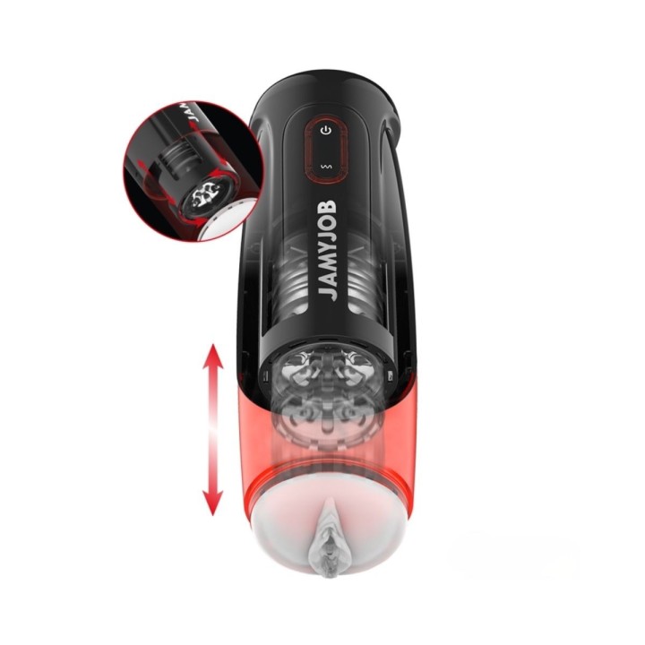 Vista del orificio de entrada función vagina y la silicona interior con el sistema de empuje.