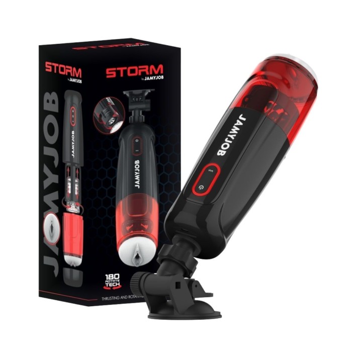Storm, el masturbador ideal, vibración, empuje, rotación y succión de Jamyjob