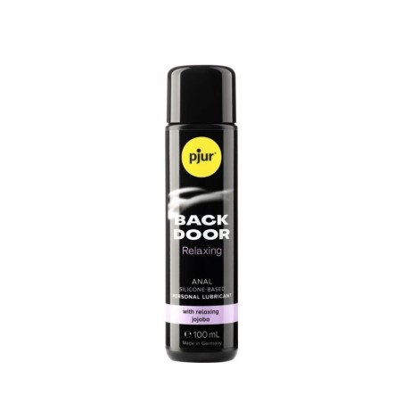 Formato de 100 ml del Lubricante base silicona Back Door, especial sexo anal con relajante jojoba, de P´jur.