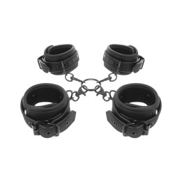 Restricciones de esposas, manos y tobillos en cuero vegano, con ganchos mosquetón