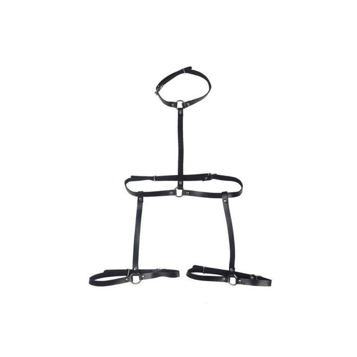 Patron del arnés de cuerpo en cuero negro completo de Subblime.