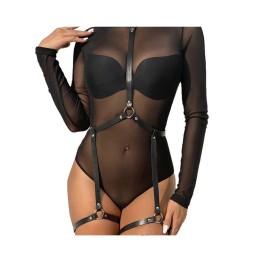 Arnés de cuerpo de cuero negro de Subblime