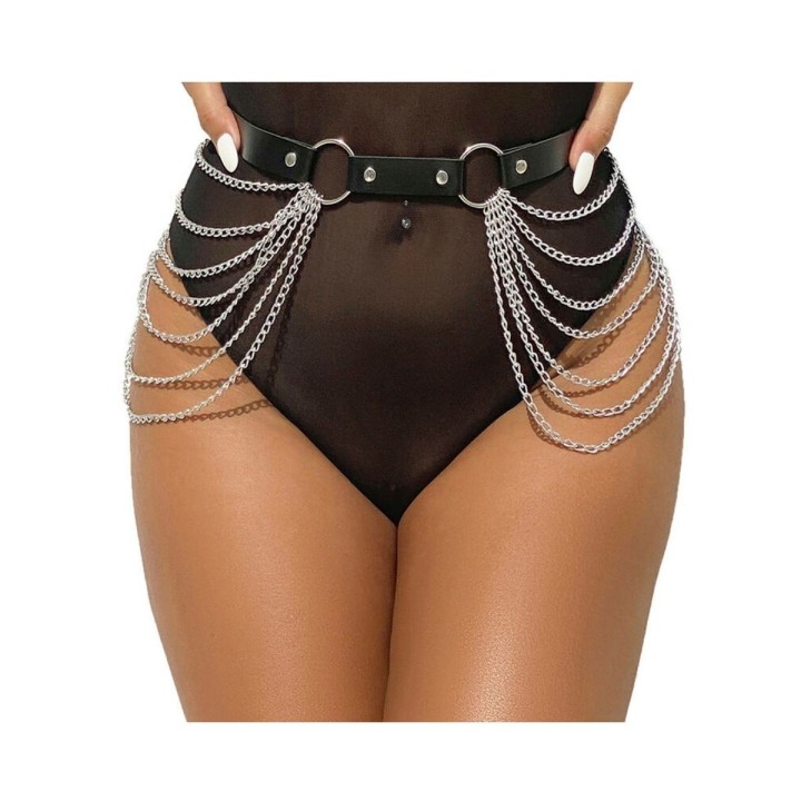 Modelo del Cinturón de Cadenas de cuero negro con cadenas de Subblime