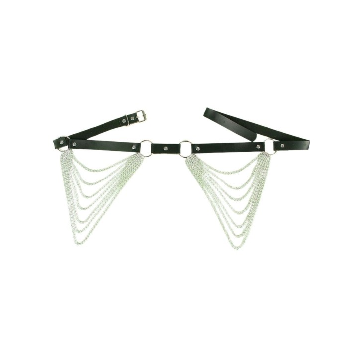 Patron completo del Cinturón de cuero negro con cadenas de Subblime