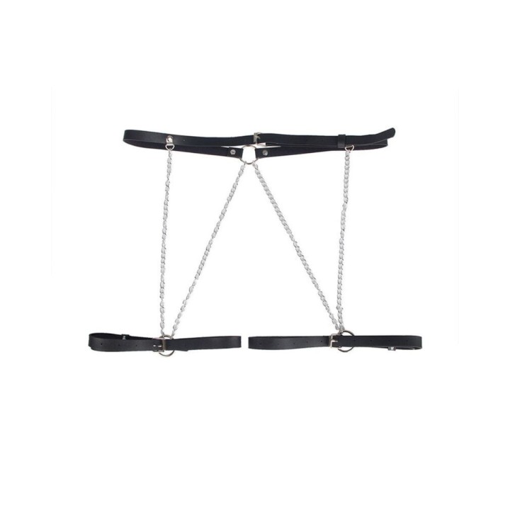 Patrón completo del cinturón con ñligueros de cuero negro unidos con cadenas de Sublime