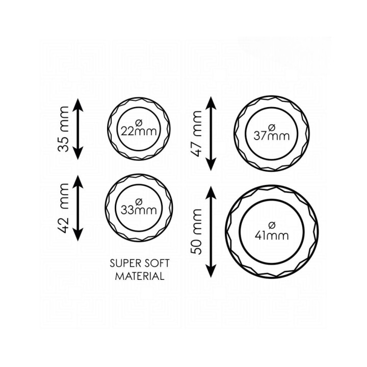 Medidas de cada uno de los 4 anillos de Addicted Toys