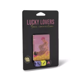 Packaging y presentación del juego de cartas de rasca Lucky Lovers you connection, conexión de amantes